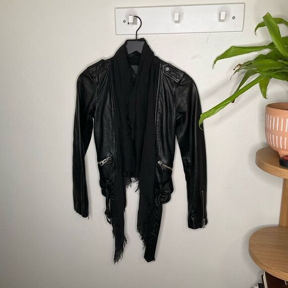 All Saints Arnel Leather Biker Jacket - Picture 3 of 12